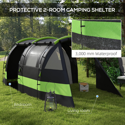 Outsunny Blackout Camping Tent with Bedroom & Living Room for 4-5 Person, Black - Cheap Tent