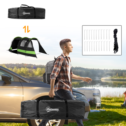 Outsunny Blackout Camping Tent with Bedroom & Living Room for 4-5 Person, Black - Cheap Tent