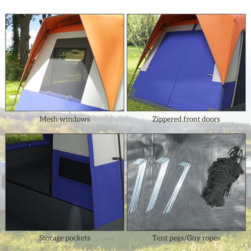 Outsunny Camping Tent with 3000mm Waterproof Rainfly & Screen Panels, Orange - Cheap Tent