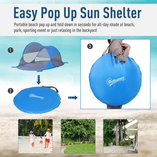 Portable Automatic Pop Up Beach Tent Outdoor Camp Shelter Blue Outsunny - Cheap Tent