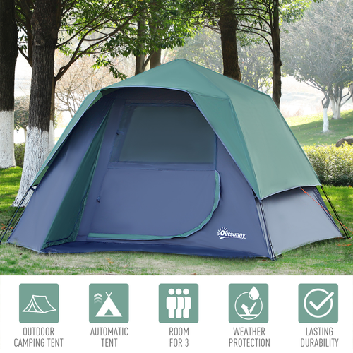 Family Pop-Up Camping Tent W/ Removable Waterproof Rainfly Outsunny - Cheap Tent