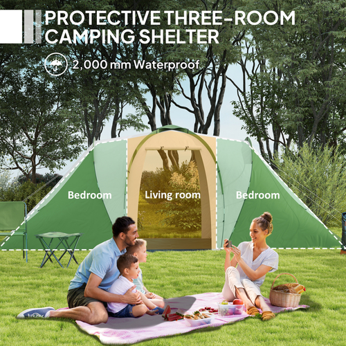 Outsunny 4-6 Man Camping Tent with 2 Bedroom and Living Area - Cheap Tent