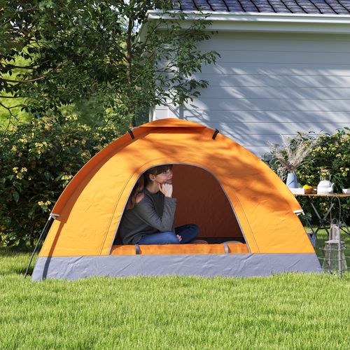 Outsunny 2-Person Dome Camping Tent with Mesh Windows & Storage Pocket - Orange - Cheap Tent
