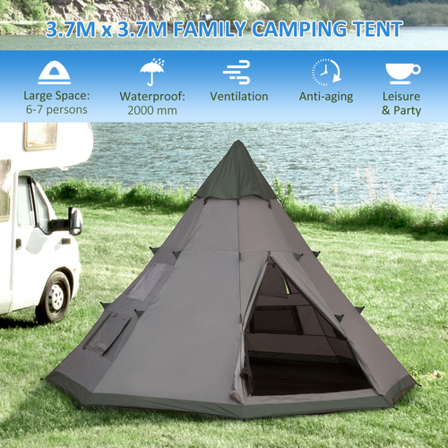 6-7 Person Large Family Party Camping Tent Carrying Bag, Mesh Window Outsunny - Cheap Tent