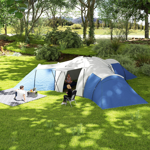 Outsunny Large Tunnel Tent with 3 Bedroom, Living Area and Porch - Cheap Tent