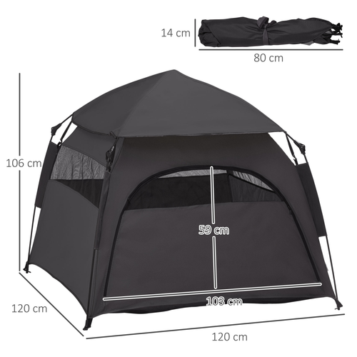 PawHut Foldable Dog Cat Tent with Waterproof Oxford Cloth, Carry Bag, Grey - Cheap Tent