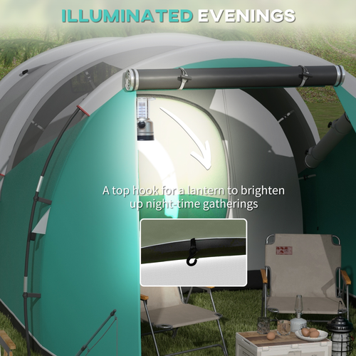 Outsunny 3000mm Waterproof Camping Tent with 2 Rooms for 4-5 Man, Green - Cheap Tent