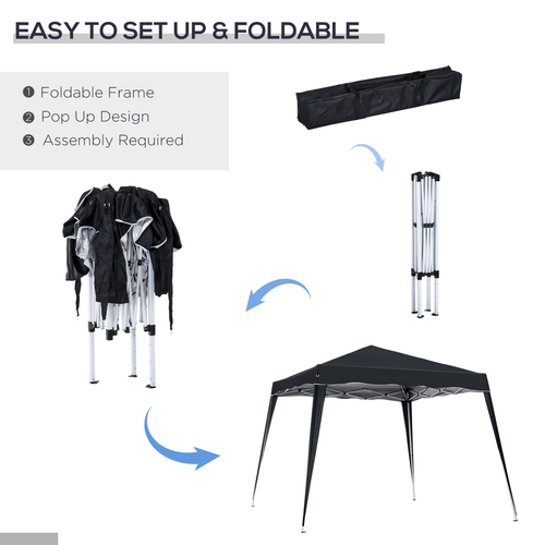 Outsunny Pop-Up Tent, 3Lx3Wx2.4H m-Black - Cheap Tent
