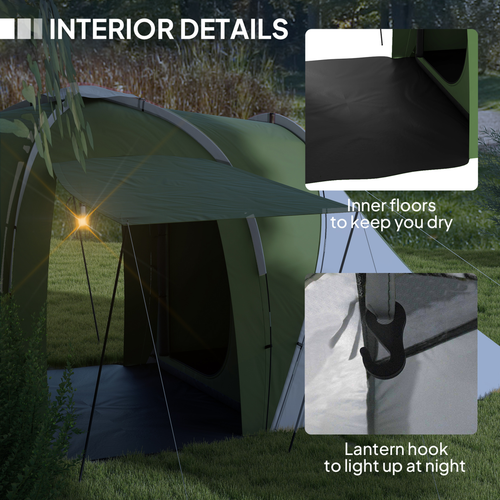 Outsunny 4-6 Man Camping Tent with 2 Bedroom and Living Area - Cheap Tent
