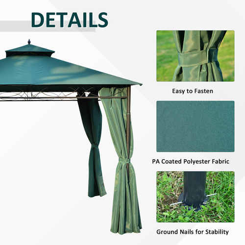 Outsunny 3 x 3m Metal Garden Gazebo Marquee Party Tent Canopy Pavilion Sidewalls - Cheap Tent