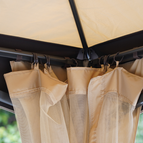 10' x 10' Outdoor Patio 2-Tier Roof Gazebo Canopy Steel Frame w/ Mesh Sidewalls - Cheap Tent