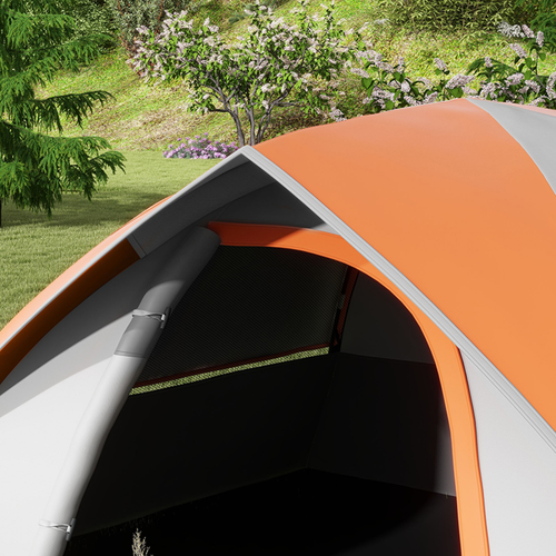 Outsunny Camping Tent, 4-5 Man Family Tent, Grey and Orange - Cheap Tent