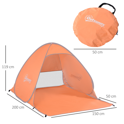 Beach Tent Instant Camping Pop up Tent Sun Shade Shelter, Orange Outsunny - Cheap Tent