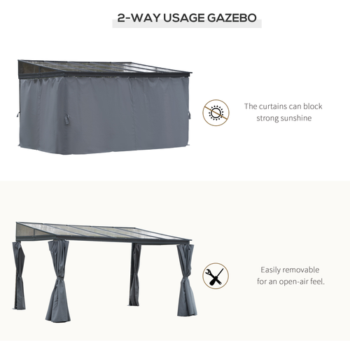 Outdoor Hardtop Pergola Party Tent Garden Waterproof , 4 x 3m, Grey - Cheap Tent