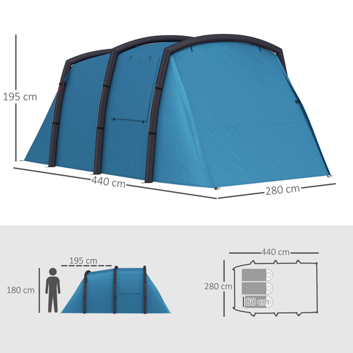 Outsunny Inflatable 3-4 Man Tunnel Tent w/ Air Pump, Living Area - Cheap Tent