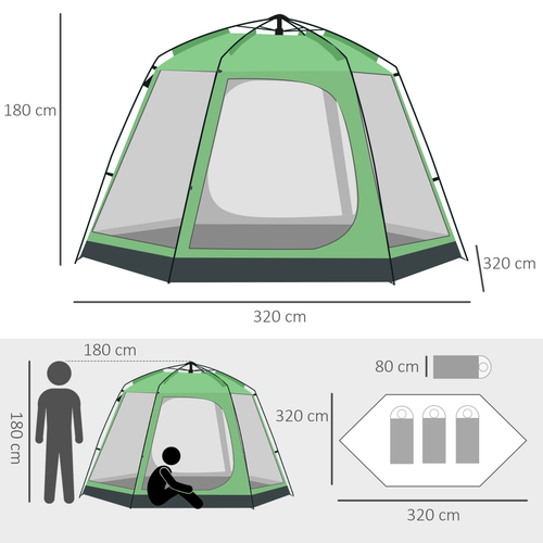 6 Person Camping Tent 2-Tier Pop-up Tent w/ Portable Carry Bag Outsunny - Cheap Tent