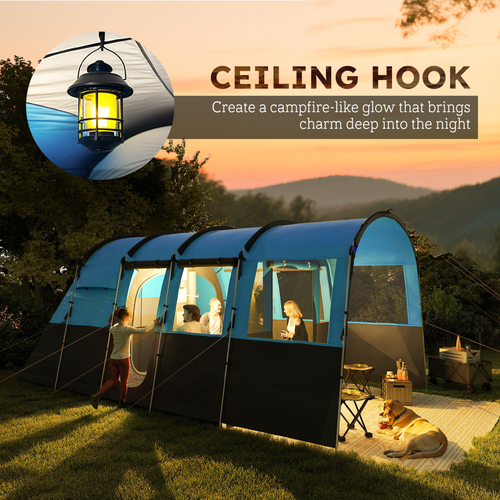 Outsunny 8-Person Camping Tent Tunnel Design with 4 Large Windows - Cheap Tent