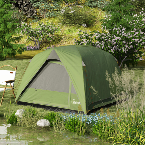 Outsunny 3-4 Person Camping Tent, Waterproof Tent - Cheap Tent