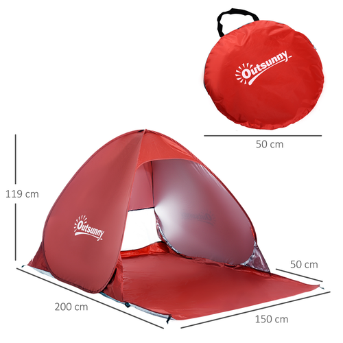Beach Tent Instant Camping Pop up Tent Sun Shade Shelter, Red Outsunny - Cheap Tent