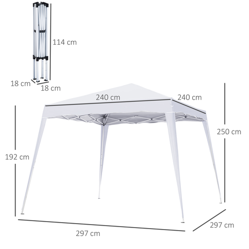 Outsunny Pop-Up Tent, 3Lx3Wx2.4H m-White - Cheap Tent