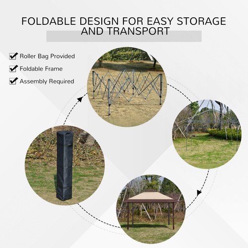 4 x 4m Outdoor Pop-Up Canopy Tent Gazebo Adjustable Legs Bag Coffee - Cheap Tent