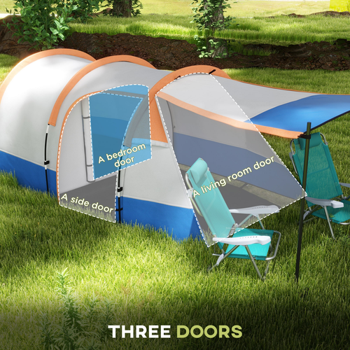 Outsunny 2-3 Man Camping Tunnel Tent with Bedroom and Living Room - Cheap Tent