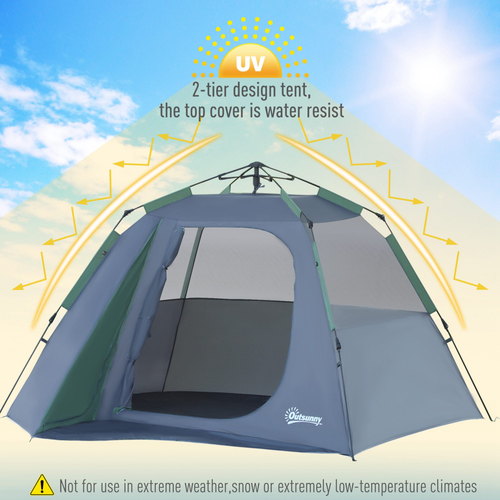 Family Pop-Up Camping Tent W/ Removable Waterproof Rainfly Outsunny - Cheap Tent