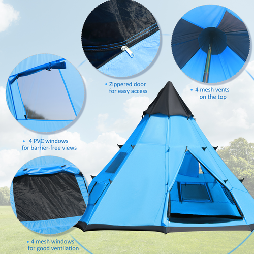 6-7 Person Large Family Party Camping Tent Carrying Bag, Mesh Window Outsunny - Cheap Tent