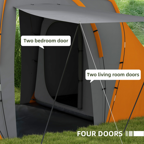 Outsunny 4-6 Man Camping Tent with 2 Bedroom and Living Area, Grey and Blue - Cheap Tent