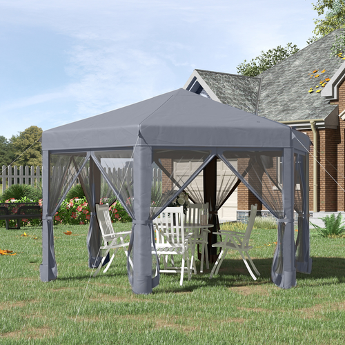 3.2m Pop Up Gazebo Hexagonal Tent Sun Protection with Mesh Sidewalls, Handy Bag - Cheap Tent