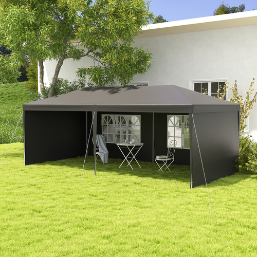 6m x 3m Garden Gazebo Marquee Canopy Party Tent Canopy Patio Dark Grey - Cheap Tent