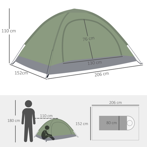 Camping Tent for 2 Person Dome Tent w/ Storage Pocket Multicoloured Outsunny - Cheap Tent