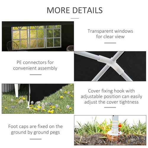 6m x 3m Garden Gazebo Marquee Canopy Party Tent Canopy Patio Black - Cheap Tent