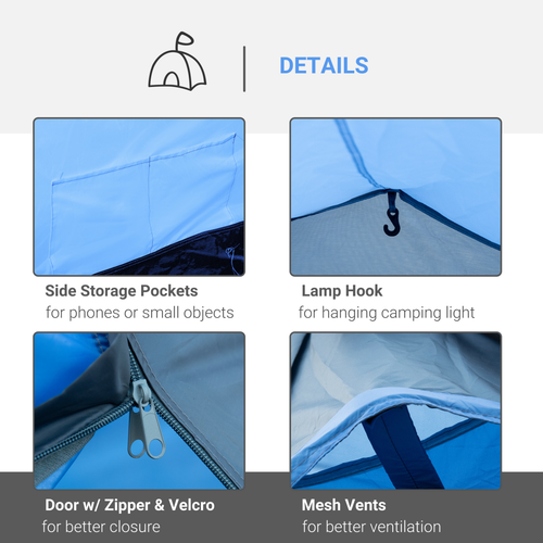 3 Man 2 Room Tent Camping Tent With Living Area Air Vents Blue - Cheap Tent