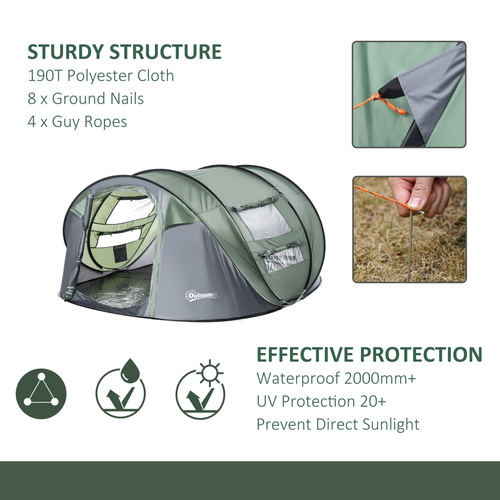 Camping Tent Dome Tent Pop-up Design with 4 Windows for 4-5 Person Outsunny - Cheap Tent