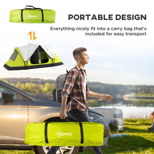 Outsunny 2 Room Camping Tent with Waterproof Rainfly & Screen Panels - Cheap Tent