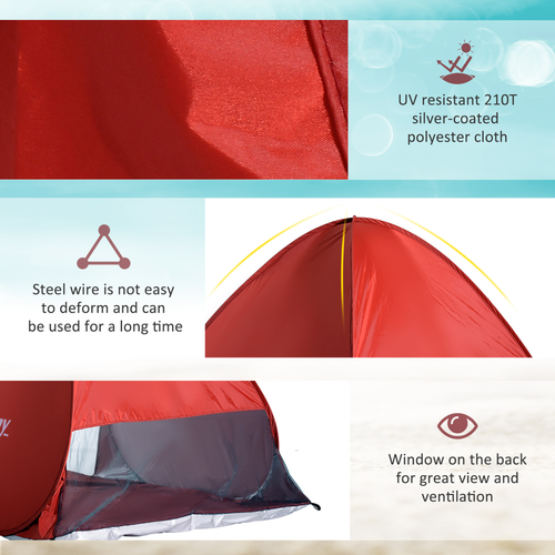 Beach Tent Instant Camping Pop up Tent Sun Shade Shelter, Red Outsunny - Cheap Tent