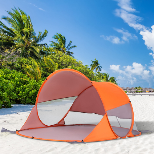 Portable Automatic Pop Up Beach Tent Outdoor Camp Shelter Orange Outsunny - Cheap Tent