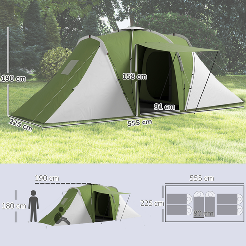 Outsunny 4-6 Man Camping Tent with 2 Bedroom and Living Area - Cheap Tent