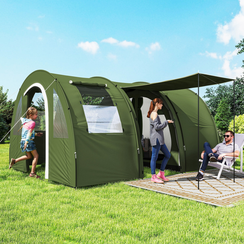 Outsunny 5-6 Man Family Tent Camping Tent with 2 Room and Carry Bag - Cheap Tent