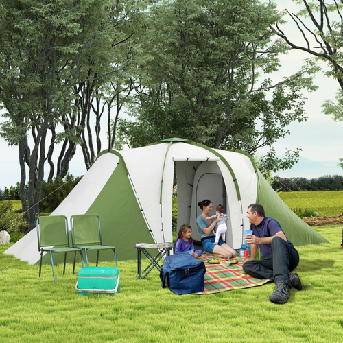Outsunny 4-6 Man Camping Tent with 2 Bedroom and Living Area - Cheap Tent