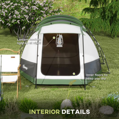 Outsunny Tunnel Tent with Bedroom, Living Room and Porch for 3-4 Man - Cheap Tent