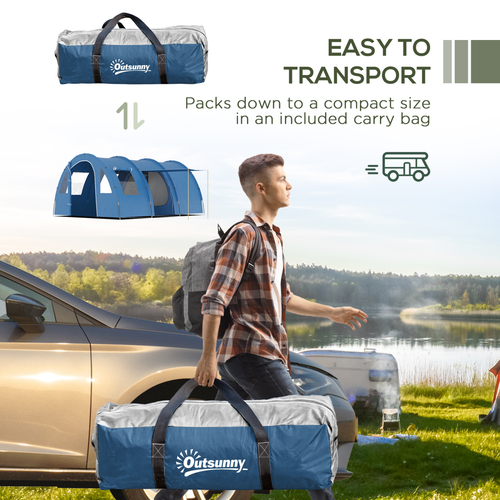5-6 Man Family Tent Camping Tent with Two Room, Floor & Carry Bag - Cheap Tent