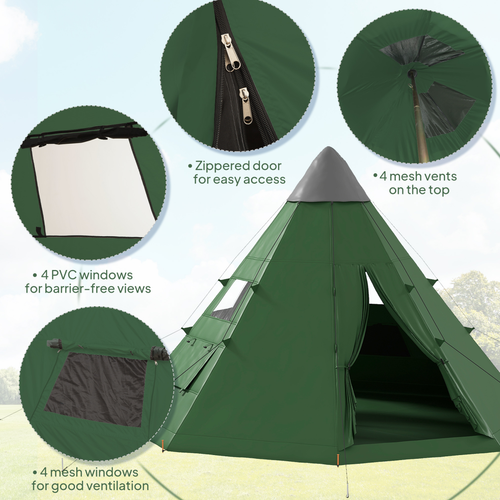 Outsunny 6-7 Person Large Family Party Camping Tent W/ Carrying Bag - Cheap Tent