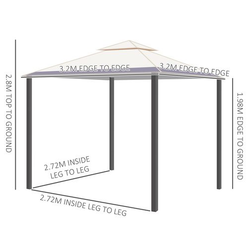 10' x 10' Outdoor Patio 2-Tier Roof Gazebo Canopy Steel Frame w/ Mesh Sidewalls - Cheap Tent