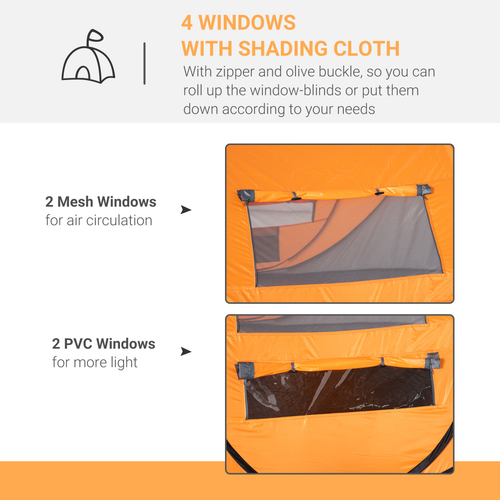 Camping Tent Dome Pop-up Tent with Windows for 4-5 Person Orange Outsunny - Cheap Tent