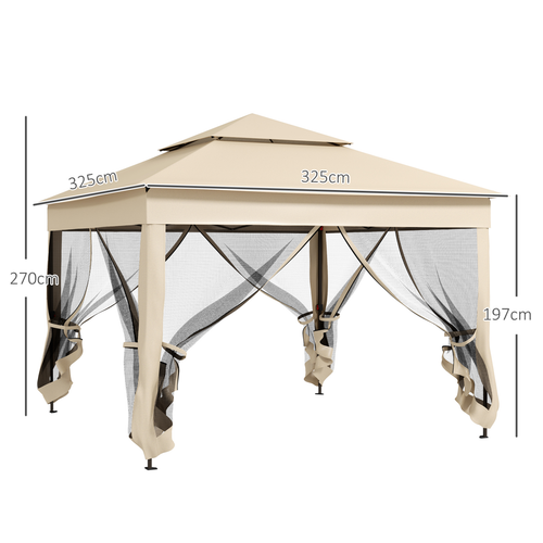 Outsunny Garden Folding Tent Heavy Duty Pop Up Gazebo for Party Cream - Cheap Tent