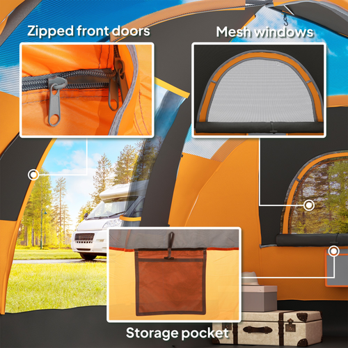 Outsunny 5-6 Man Camping Tent with Bag, Fibreglass and Steel Frame - Cheap Tent