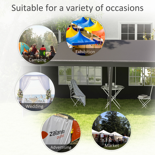 6m x 3m Garden Gazebo Marquee Canopy Party Tent Canopy Patio Dark Grey - Cheap Tent