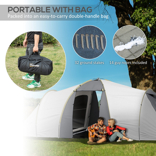 Outsunny 4-6 Person Camping Tent with 2 Bedroom, Living Area and Vestibule - Cheap Tent